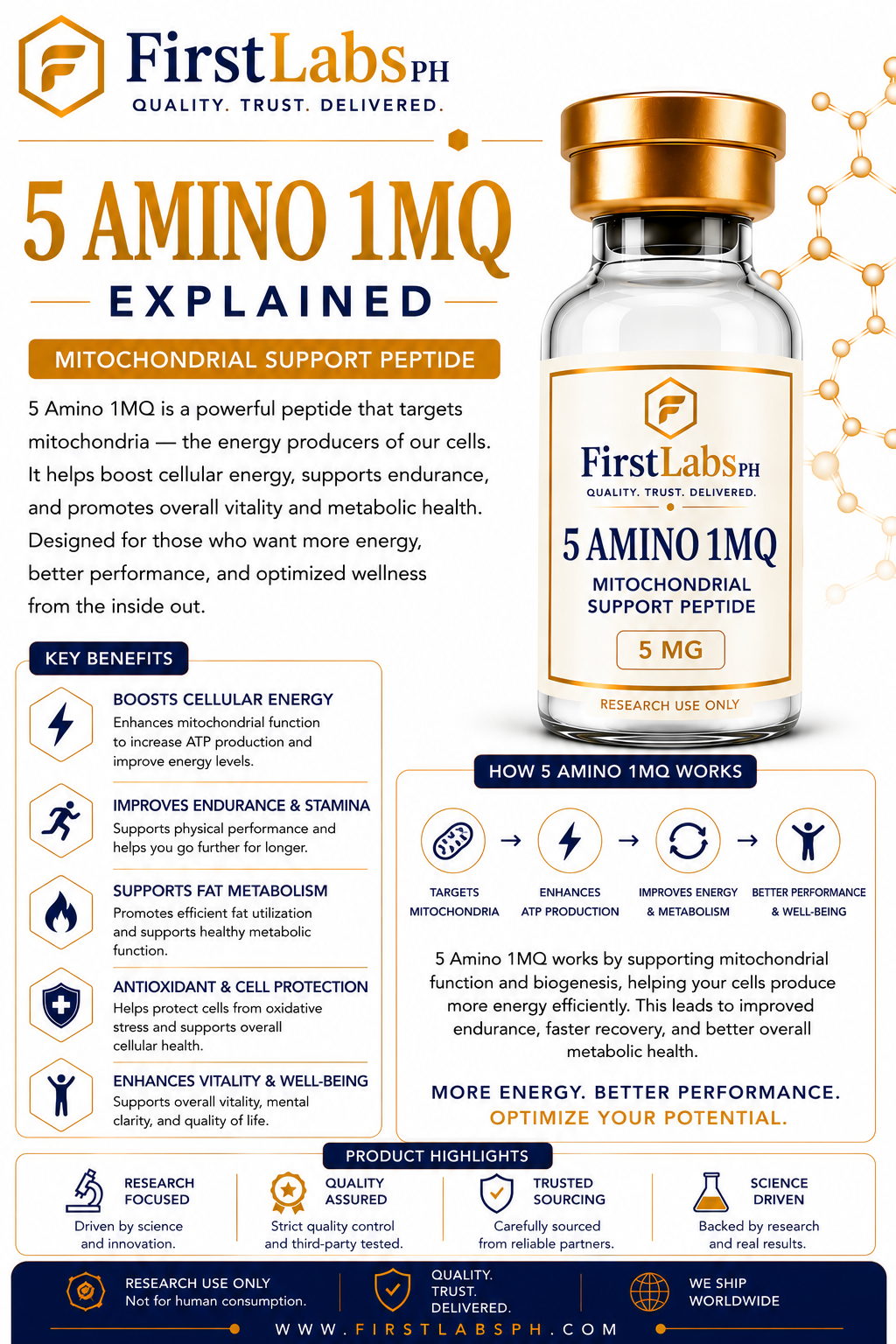 5 Amino 1MQ infographic — benefits & research overview