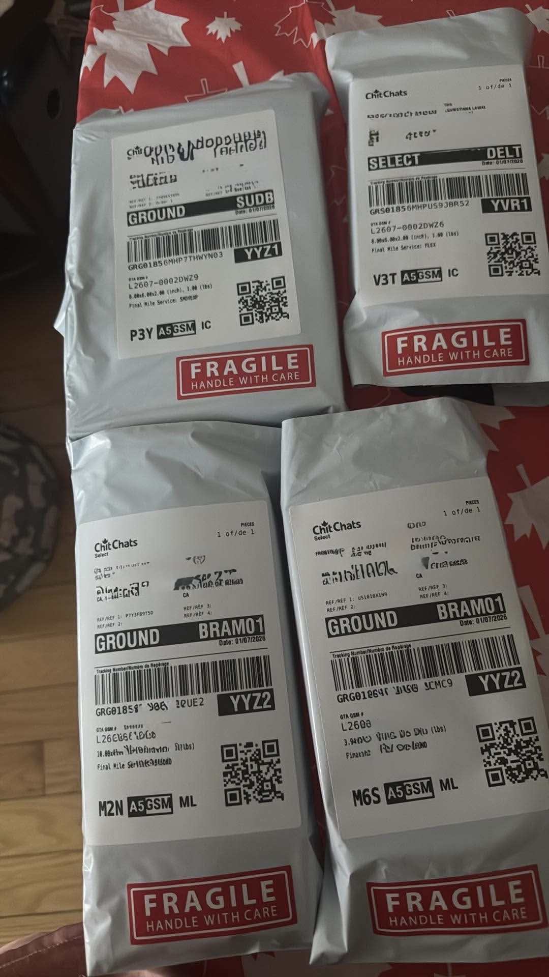 Multiple Chit Chats shipping packages ready for dispatch