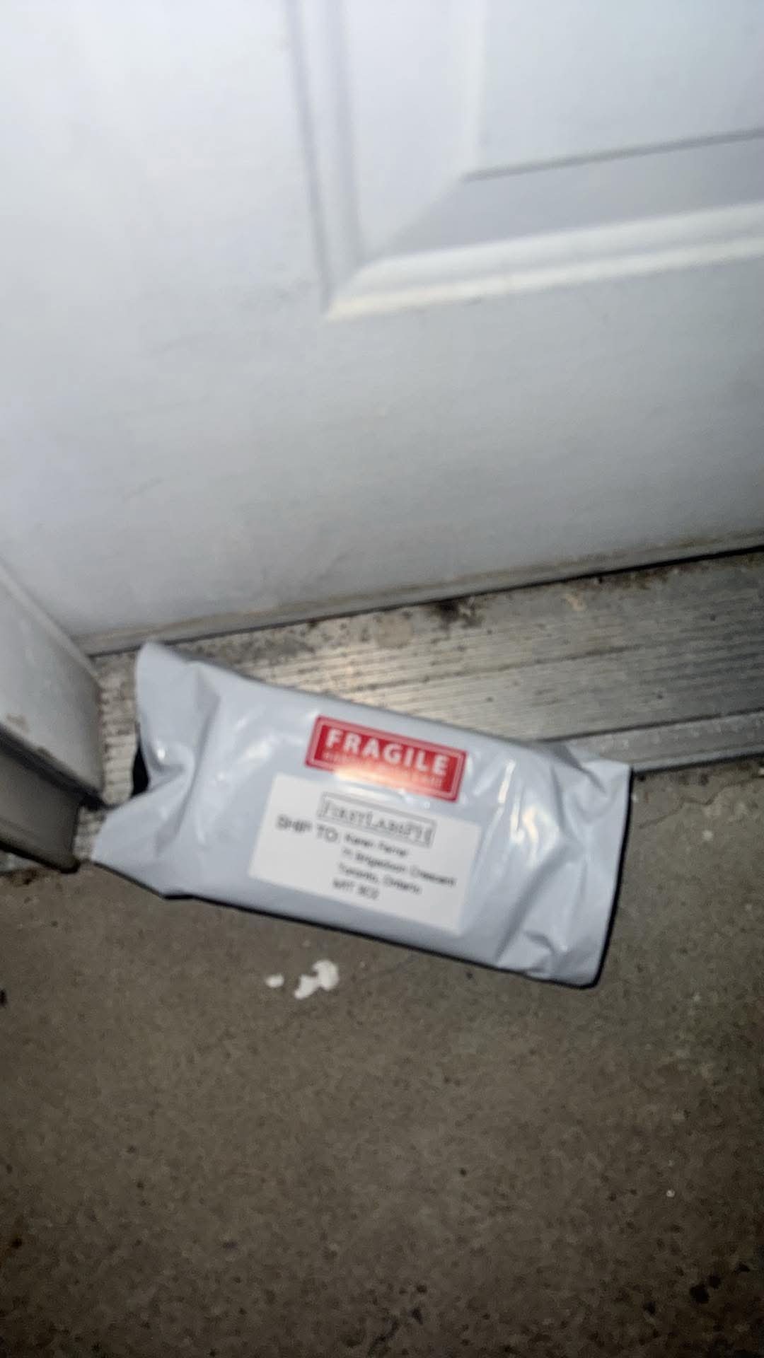 Package delivered to a customer's front door