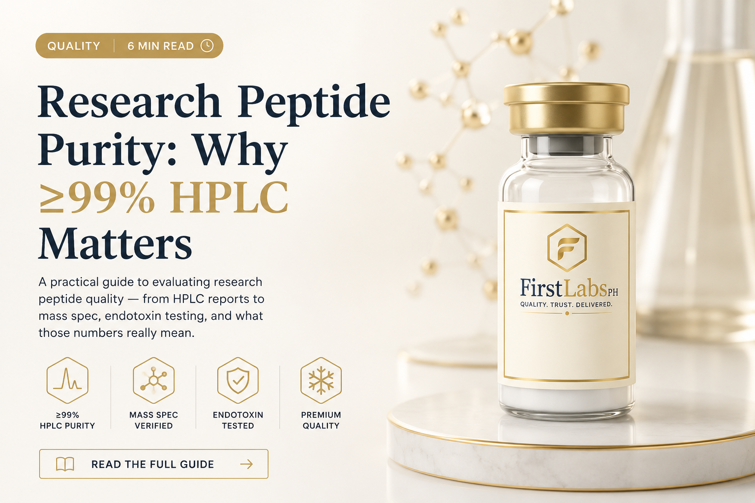 First Labs PH research peptide vial — ≥99% HPLC purity feature